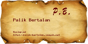 Palik Bertalan névjegykártya